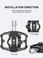 Bicycle Lock Pedal 2 In 1 With Free Cleat For Road Bikes Aluminum Anti-slip Sealed Bearing Lock Accessories Bike Clip In Pedals Cleats Included Suitable For Spin Bike Exercise Bike Indoor Bike Stevvex