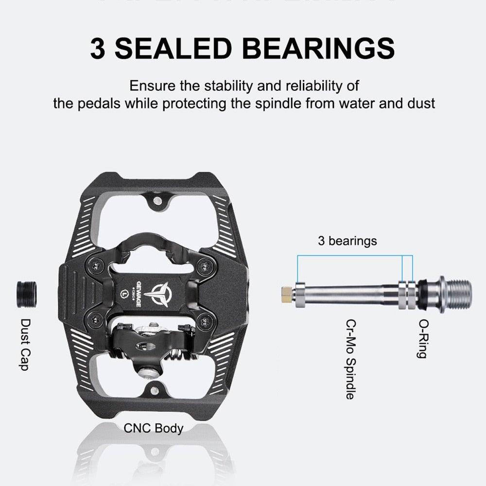 Bicycle Lock Pedal 2 In 1 With Free Cleat For Road Bikes Aluminum Anti-slip Sealed Bearing Lock Accessories Bike Clip In Pedals Cleats Included Suitable For Spin Bike Exercise Bike Indoor Bike Stevvex