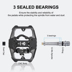 Bicycle Lock Pedal 2 In 1 With Free Cleat For Road Bikes Aluminum Anti-slip Sealed Bearing Lock Accessories Bike Clip In Pedals Cleats Included Suitable For Spin Bike Exercise Bike Indoor Bike Stevvex