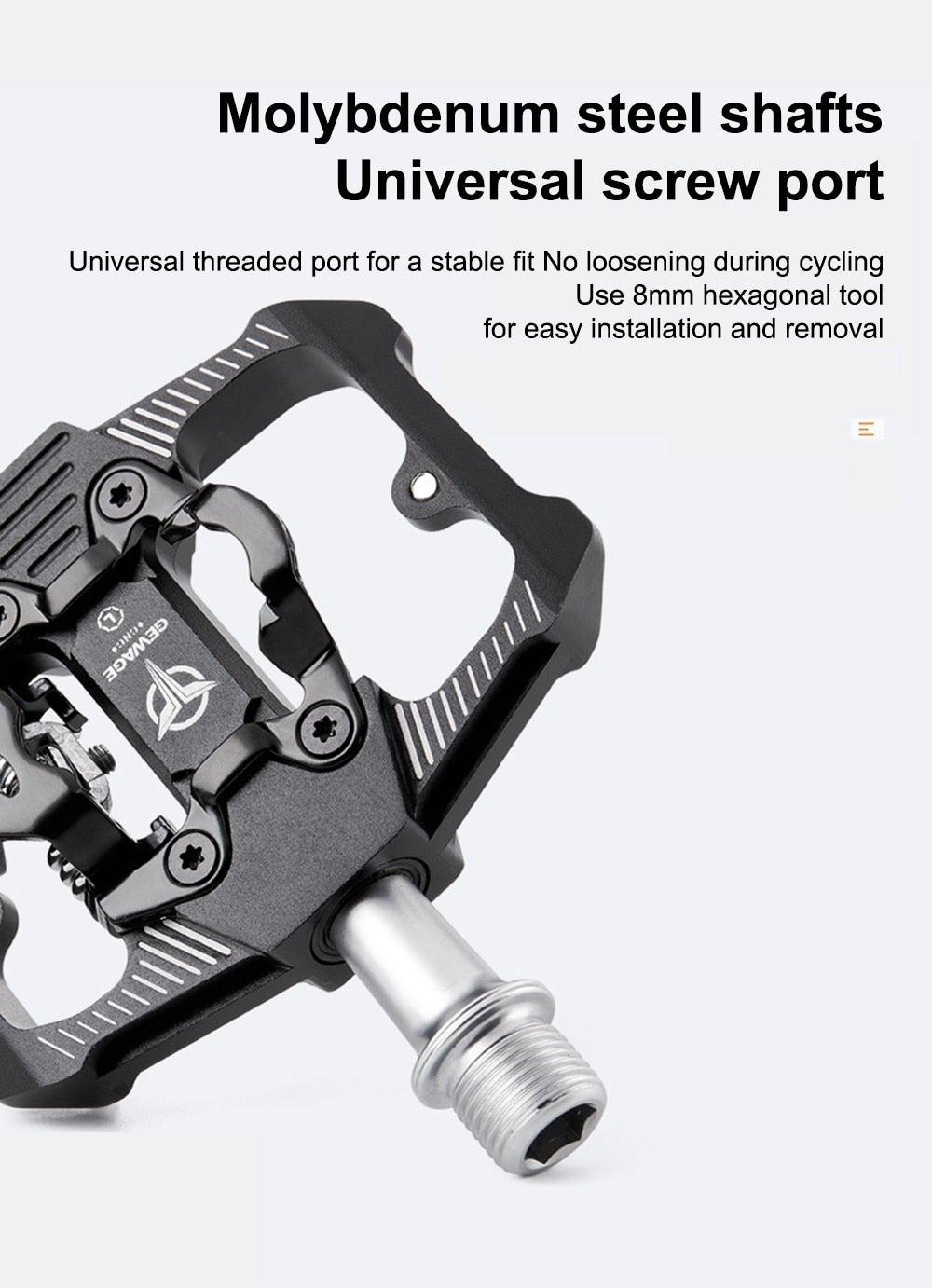 Bicycle Lock Pedal 2 In 1 With Free Cleat For Road Bikes Aluminum Anti-slip Sealed Bearing Lock Accessories Bike Clip In Pedals Cleats Included Suitable For Spin Bike Exercise Bike Indoor Bike Stevvex