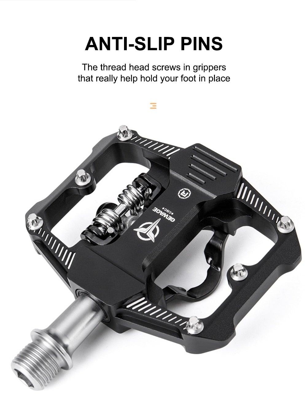 Bicycle Lock Pedal 2 In 1 With Free Cleat For Road Bikes Aluminum Anti-slip Sealed Bearing Lock Accessories Bike Clip In Pedals Cleats Included Suitable For Spin Bike Exercise Bike Indoor Bike Stevvex