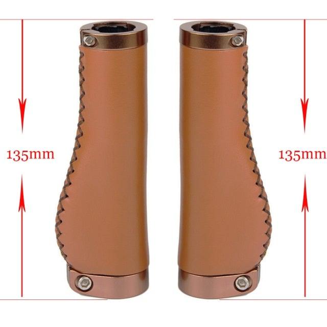 Bicycle Locking Grip Wear-Resistant Leather Non-Slip Grip Cover Mountain Bike Handlebar Lock-on Bike Handlebar Grips Locking Non-Slip-PU Bicycle Handle Grip Widen Holding Surface For Cycling Mountain And Bicycles Accessories Stevvex