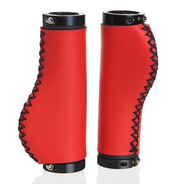 Bicycle Locking Grip Wear-Resistant Leather Non-Slip Grip Cover Mountain Bike Handlebar Lock-on Bike Handlebar Grips Locking Non-Slip-PU Bicycle Handle Grip Widen Holding Surface For Cycling Mountain And Bicycles Accessories Stevvex
