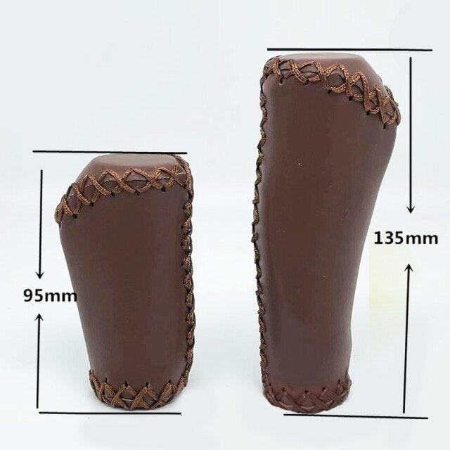 Bicycle Locking Grip Wear-Resistant Leather Non-Slip Grip Cover Mountain Bike Handlebar Lock-on Bike Handlebar Grips Locking Non-Slip-PU Bicycle Handle Grip Widen Holding Surface For Cycling Mountain And Bicycles Accessories Stevvex