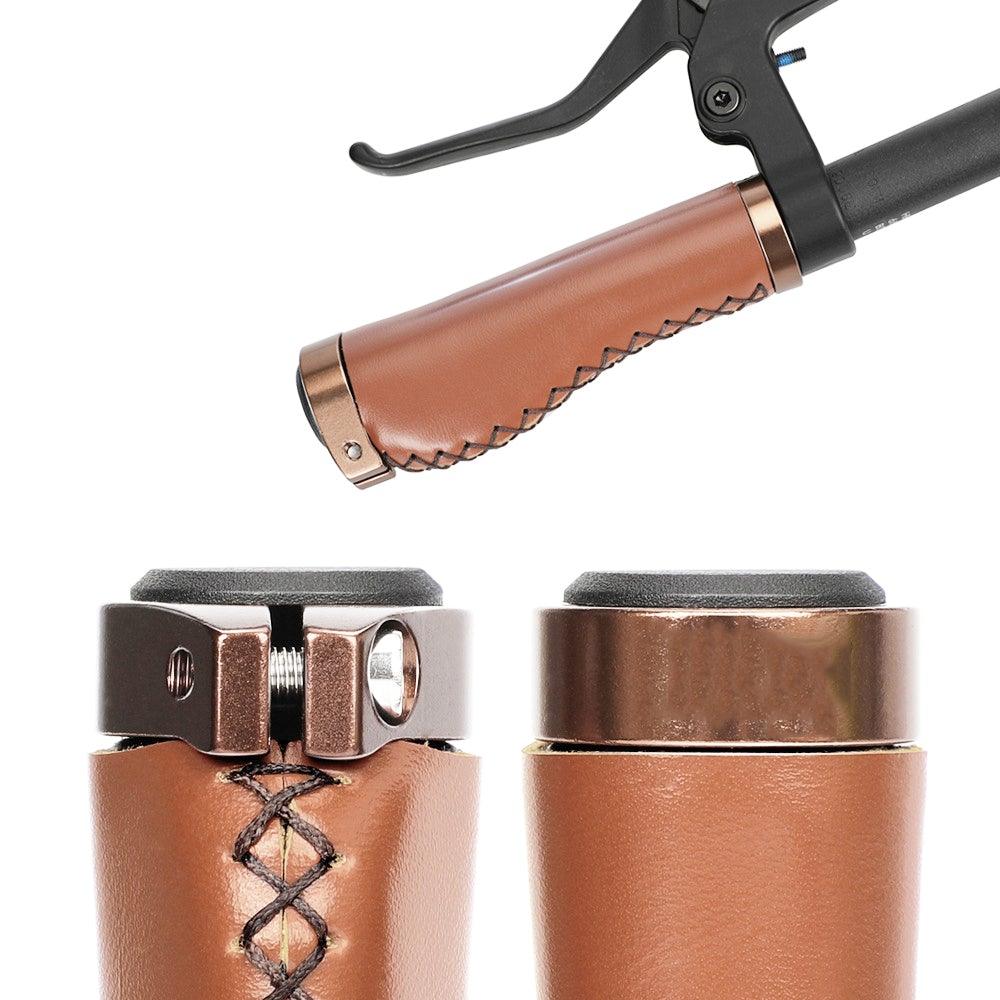 Bicycle Locking Grip Wear-Resistant Leather Non-Slip Grip Cover Mountain Bike Handlebar Lock-on Bike Handlebar Grips Locking Non-Slip-PU Bicycle Handle Grip Widen Holding Surface For Cycling Mountain And Bicycles Accessories Stevvex