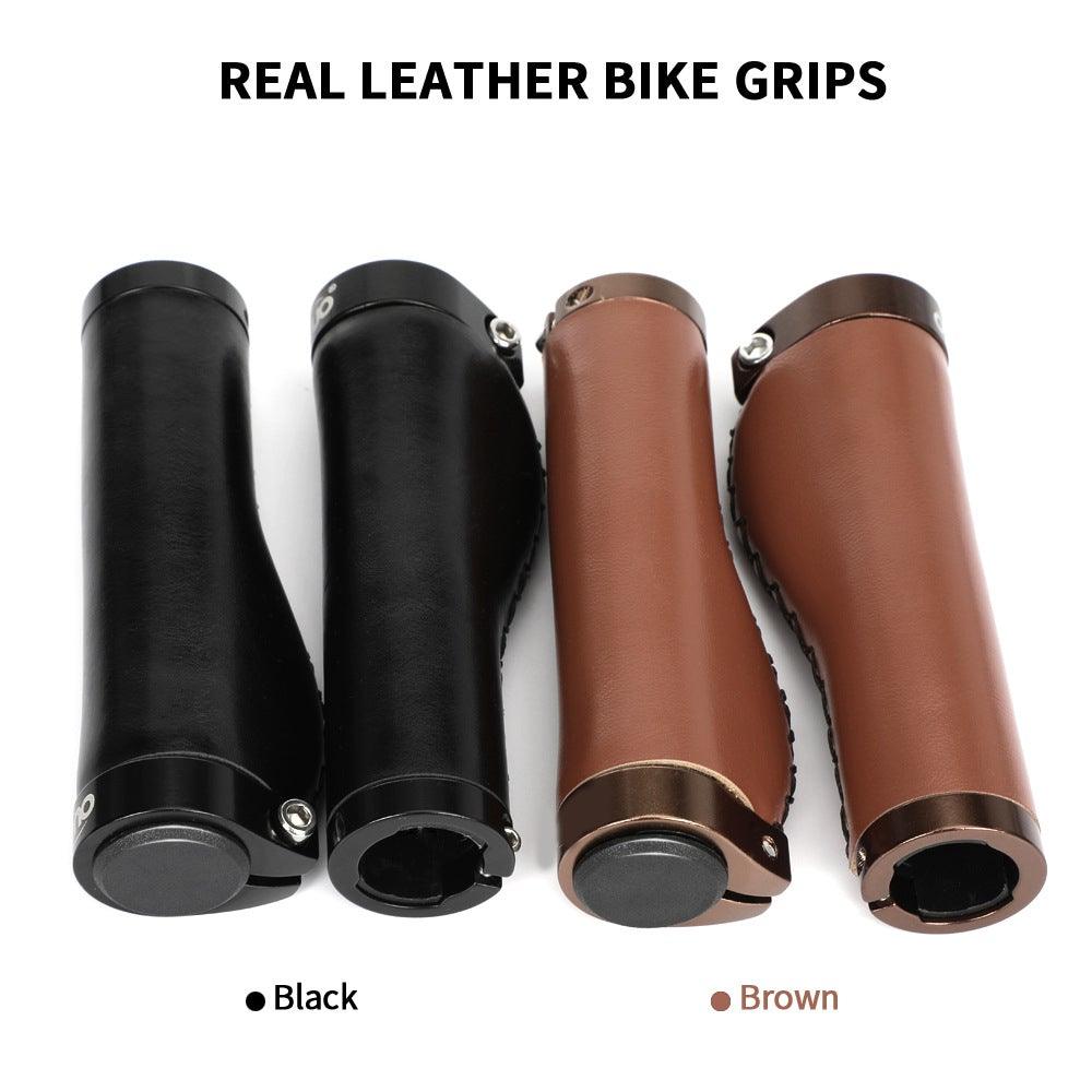 Bicycle Locking Grip Wear-Resistant Leather Non-Slip Grip Cover Mountain Bike Handlebar Lock-on Bike Handlebar Grips Locking Non-Slip-PU Bicycle Handle Grip Widen Holding Surface For Cycling Mountain And Bicycles Accessories Stevvex