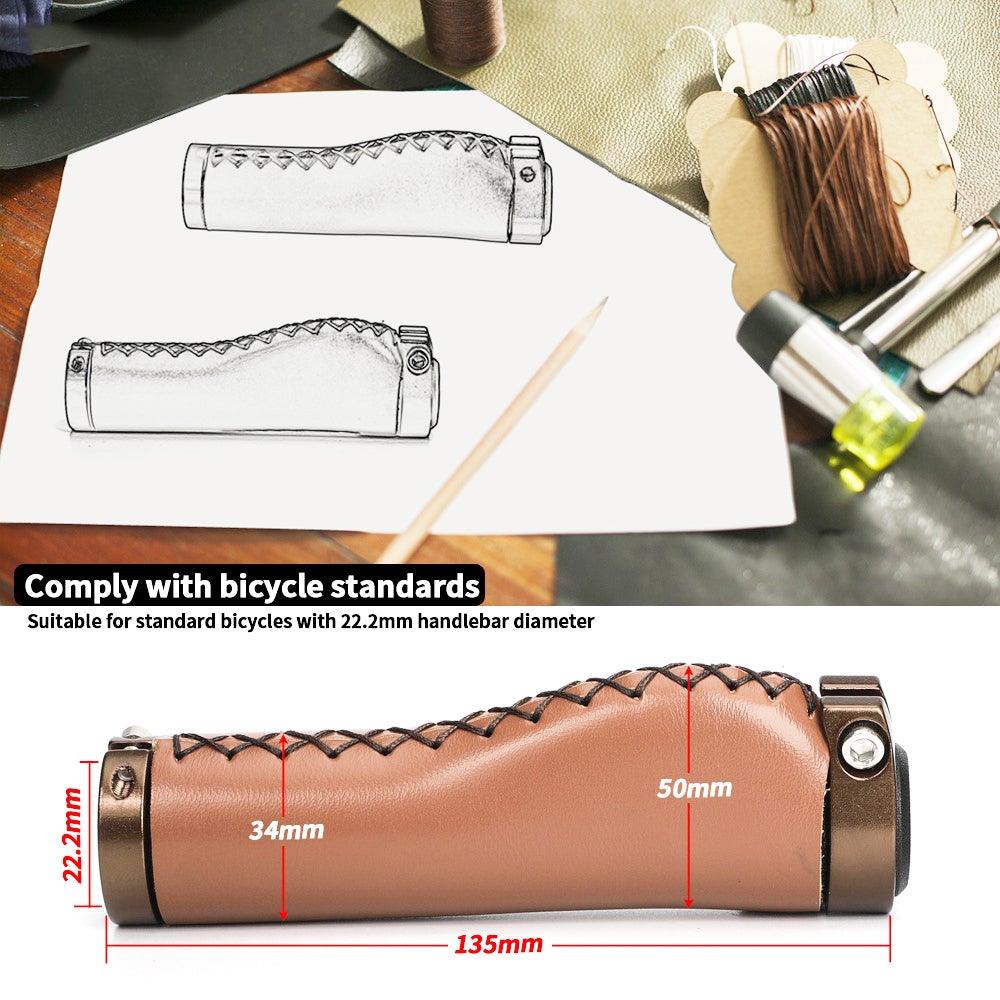 Bicycle Locking Grip Wear-Resistant Leather Non-Slip Grip Cover Mountain Bike Handlebar Lock-on Bike Handlebar Grips Locking Non-Slip-PU Bicycle Handle Grip Widen Holding Surface For Cycling Mountain And Bicycles Accessories Stevvex