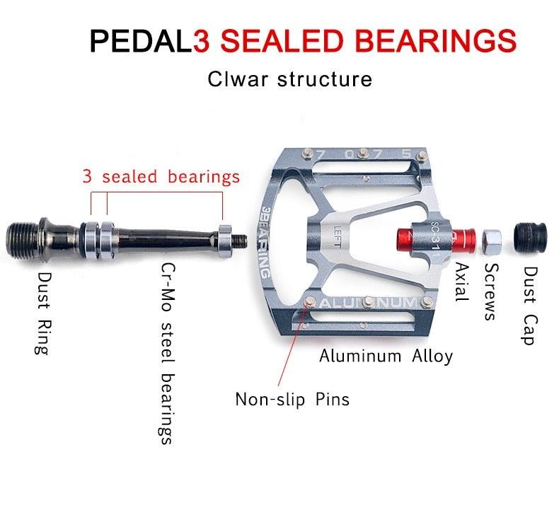 Bicycle pedal Flat Bike Pedals Road 3 Seal Bearings Mountain Bike aluminum Wide Platform Mountain Bike Pedals Flat Bicycle Pedals Lightweight Road Bike Pedals Fiber Sealed Bearing Flat Pedals Stevvex