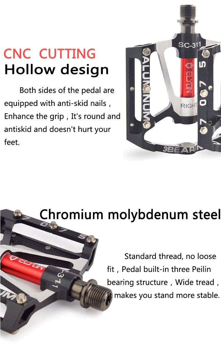 Bicycle pedal Flat Bike Pedals Road 3 Seal Bearings Mountain Bike aluminum Wide Platform Mountain Bike Pedals Flat Bicycle Pedals Lightweight Road Bike Pedals Fiber Sealed Bearing Flat Pedals Stevvex
