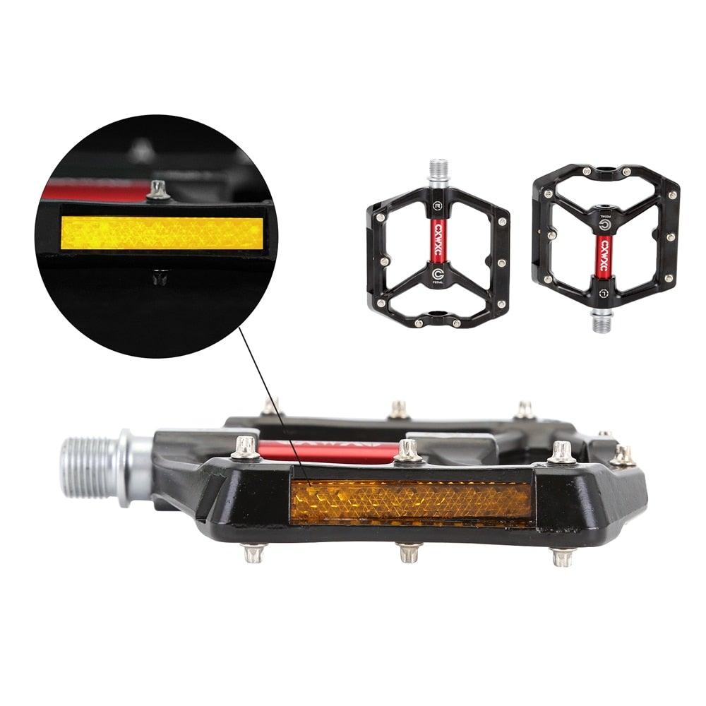 Bicycle Pedal Wear Resistance Anti Slip Aluminum Alloy Frame Safe High Lubrication Bike Accessories For Mountain Aluminum Alloy Bicycle Pedals Mountain Bike Pedal With Removable Anti-Skid Nails Stevvex