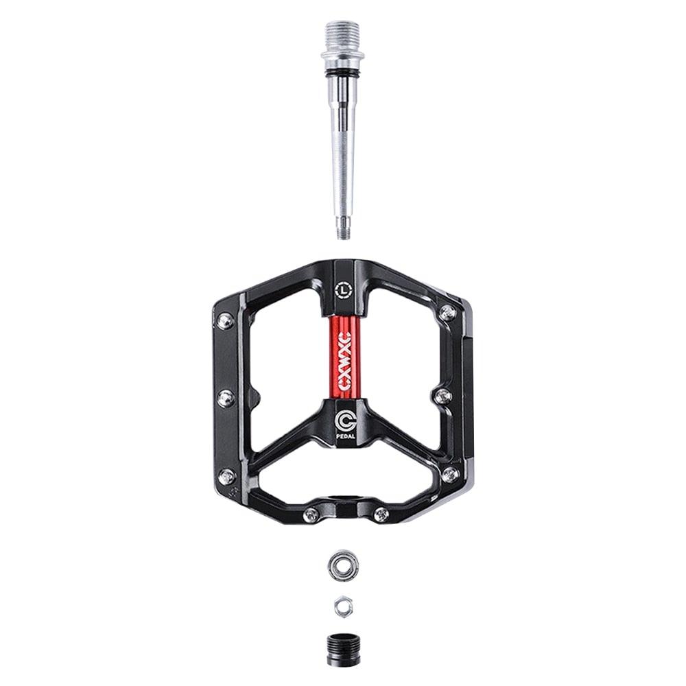 Bicycle Pedal Wear Resistance Anti Slip Aluminum Alloy Frame Safe High Lubrication Bike Accessories For Mountain Aluminum Alloy Bicycle Pedals Mountain Bike Pedal With Removable Anti-Skid Nails Stevvex