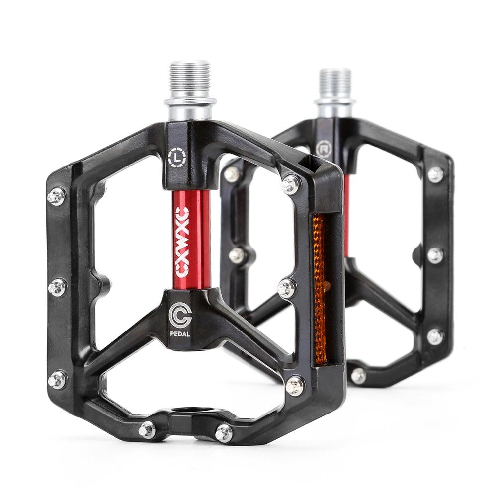 Bicycle Pedal Wear Resistance Anti Slip Aluminum Alloy Frame Safe High Lubrication Bike Accessories For Mountain Aluminum Alloy Bicycle Pedals Mountain Bike Pedal With Removable Anti-Skid Nails Stevvex