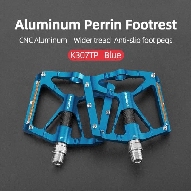 Bicycle Pedals Aluminum Alloy Ultralight Non-Slip Rainproof Reflective Bearing Road Bike Pedal Cycling Accessories Mountain Bike Pedals Ultra Strong Aluminum Alloy Flat Pedals Cycling Sealed Bearings Light Weight And Large Platform Stevvex