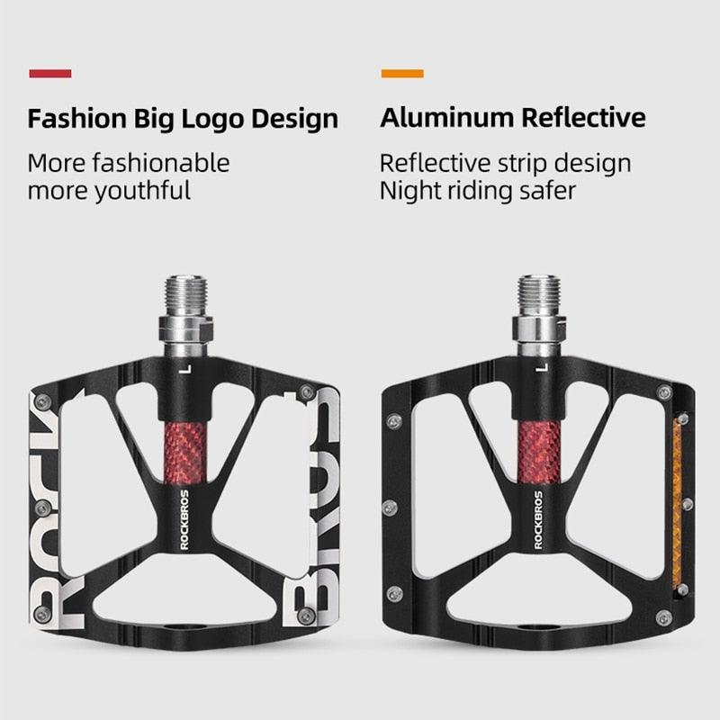 Bicycle Pedals Aluminum Alloy Ultralight Non-Slip Rainproof Reflective Bearing Road Bike Pedal Cycling Accessories Mountain Bike Pedals Ultra Strong Aluminum Alloy Flat Pedals Cycling Sealed Bearings Light Weight And Large Platform Stevvex