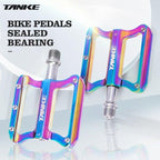 Bicycle pedals Ultralight Aluminum Alloy Colorful Hollow Anti-Skid Bearing Mountain Bike Foot pedal Pedals Aluminum Road Bike Pedals Sealed Bearing Bicycle Lightweight Platform Flat Pedals For Road Bikes Stevvex