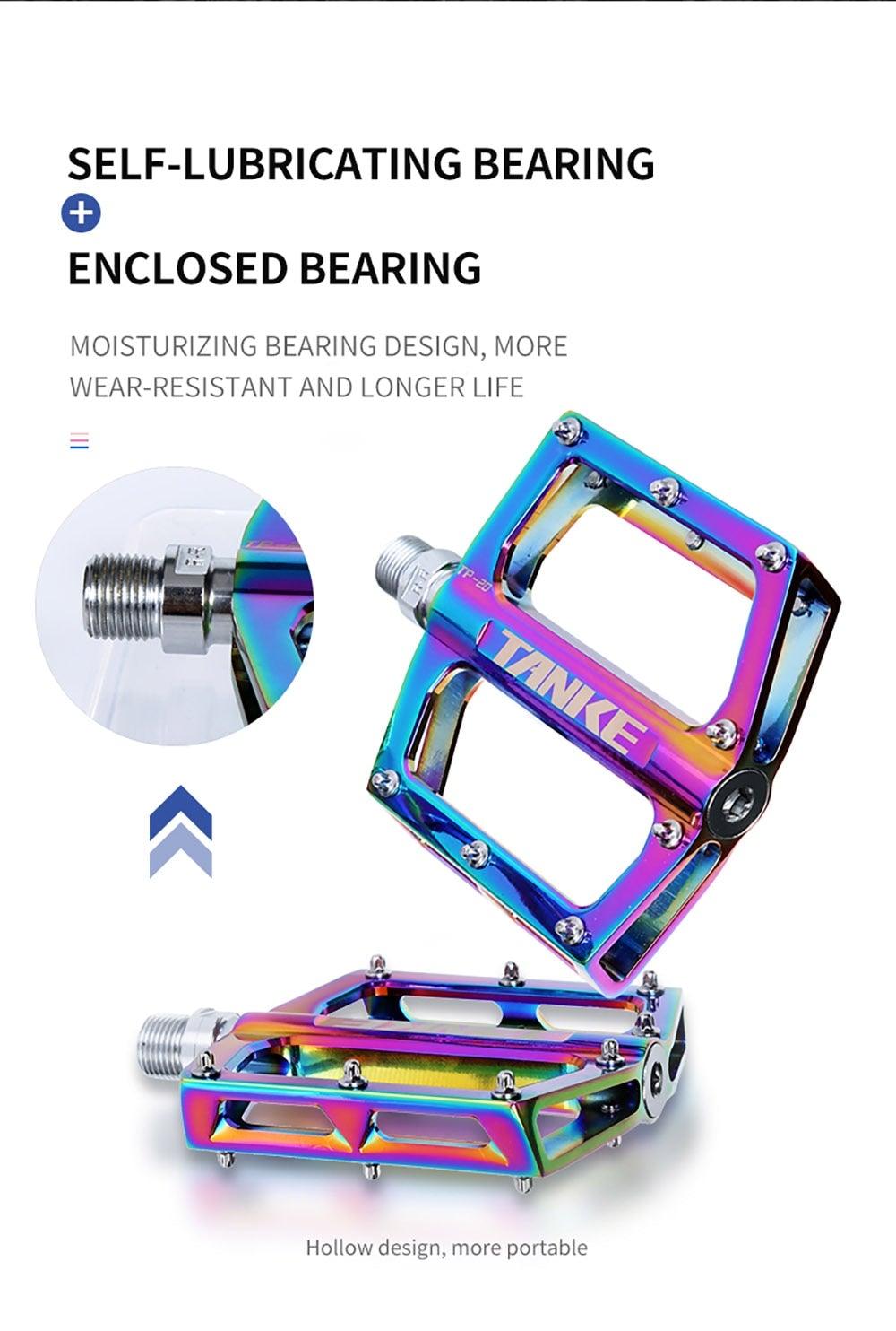 Bicycle pedals Ultralight Aluminum Alloy Colorful Hollow Anti-Skid Bearing Mountain Bike Foot pedal Pedals Aluminum Road Bike Pedals Sealed Bearing Bicycle Lightweight Platform Flat Pedals For Road Bikes Stevvex