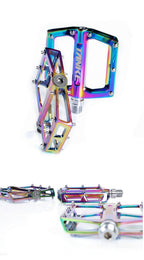 Bicycle pedals Ultralight Aluminum Alloy Colorful Hollow Anti-Skid Bearing Mountain Bike Foot pedal Pedals Aluminum Road Bike Pedals Sealed Bearing Bicycle Lightweight Platform Flat Pedals For Road Bikes Stevvex