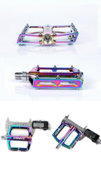 Bicycle pedals Ultralight Aluminum Alloy Colorful Hollow Anti-Skid Bearing Mountain Bike Foot pedal Pedals Aluminum Road Bike Pedals Sealed Bearing Bicycle Lightweight Platform Flat Pedals For Road Bikes Stevvex