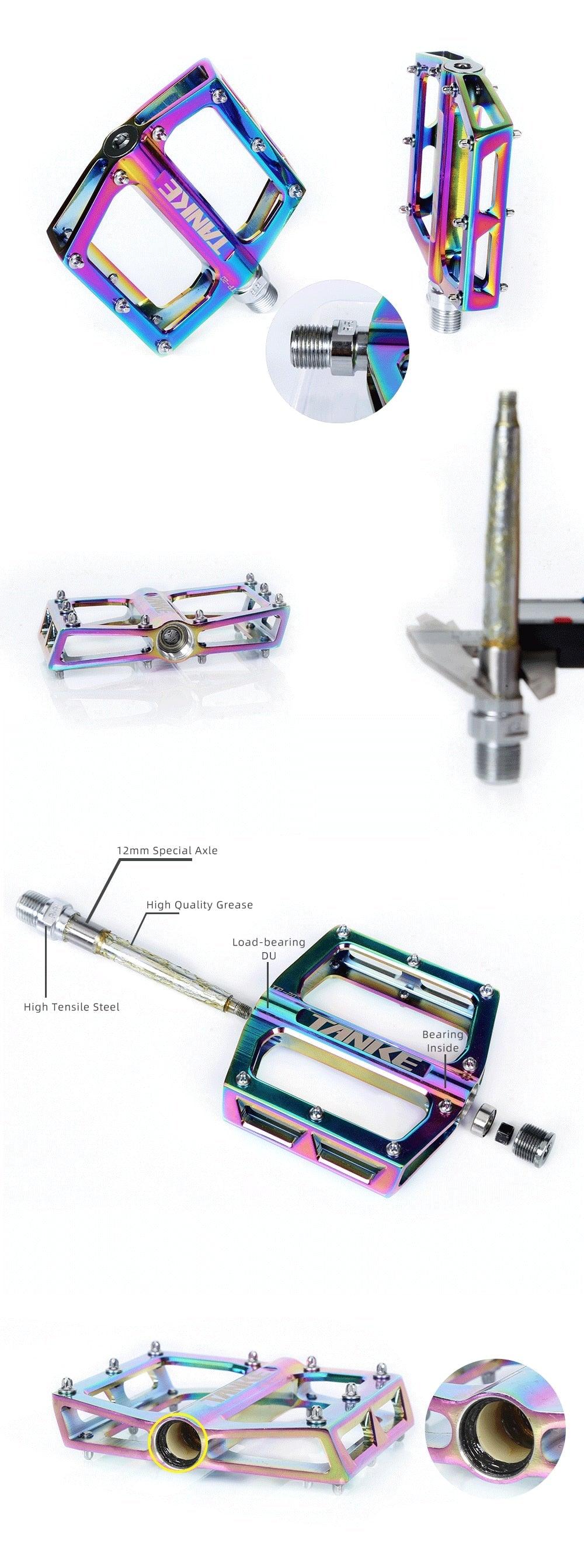 Bicycle pedals Ultralight Aluminum Alloy Colorful Hollow Anti-Skid Bearing Mountain Bike Foot pedal Pedals Aluminum Road Bike Pedals Sealed Bearing Bicycle Lightweight Platform Flat Pedals For Road Bikes Stevvex