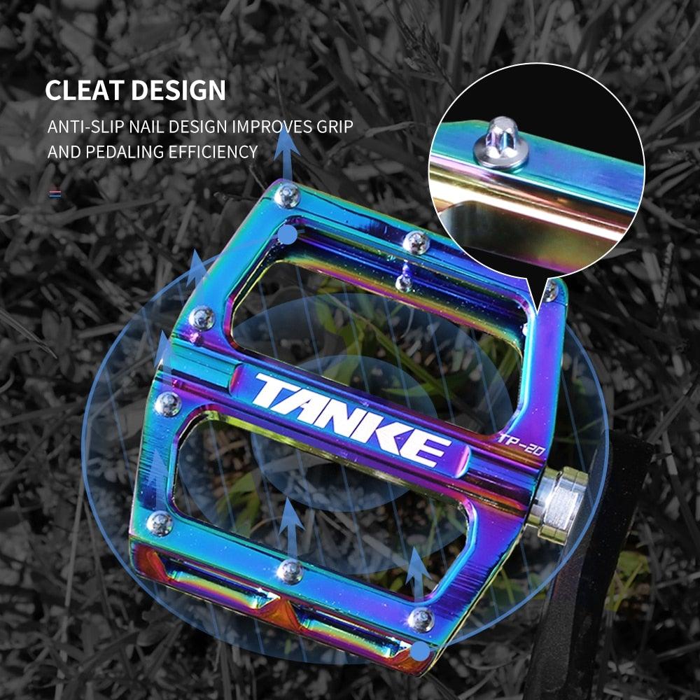 Bicycle pedals Ultralight Aluminum Alloy Colorful Hollow Anti-Skid Bearing Mountain Bike Foot pedal Pedals Aluminum Road Bike Pedals Sealed Bearing Bicycle Lightweight Platform Flat Pedals For Road Bikes Stevvex