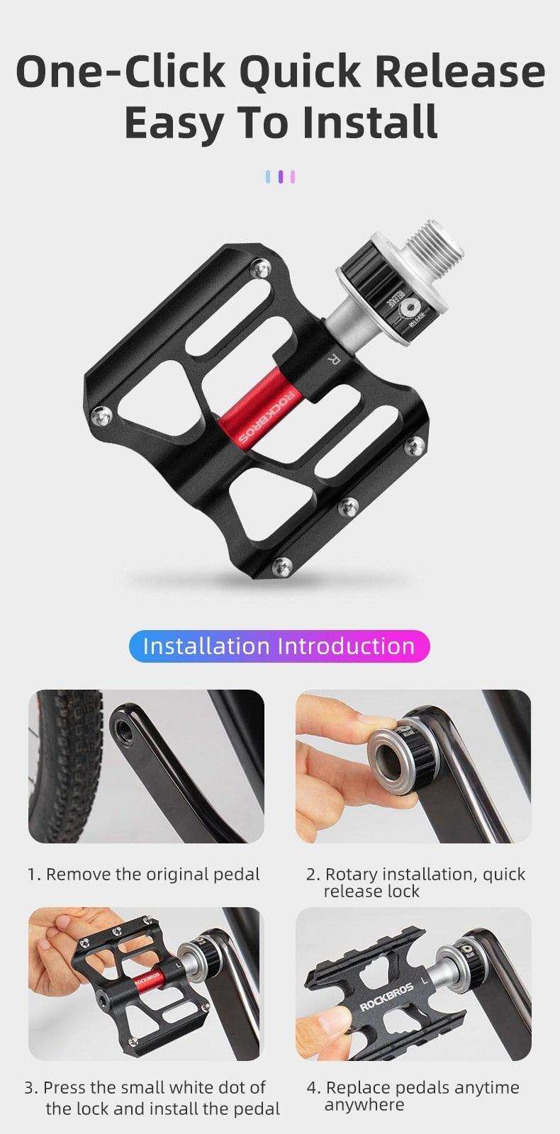 Bicycle Peddals Quick Release Rainproof Seal Bearing 8.2cm Widened Non-slip Chrome Molybdenum Bike   Mountain Bike Pedals Pedals Aluminum Bicycle Flat Platform Pedals Lightweight Non-Slip Sealed Bearing For Road Mountain Stevvex
