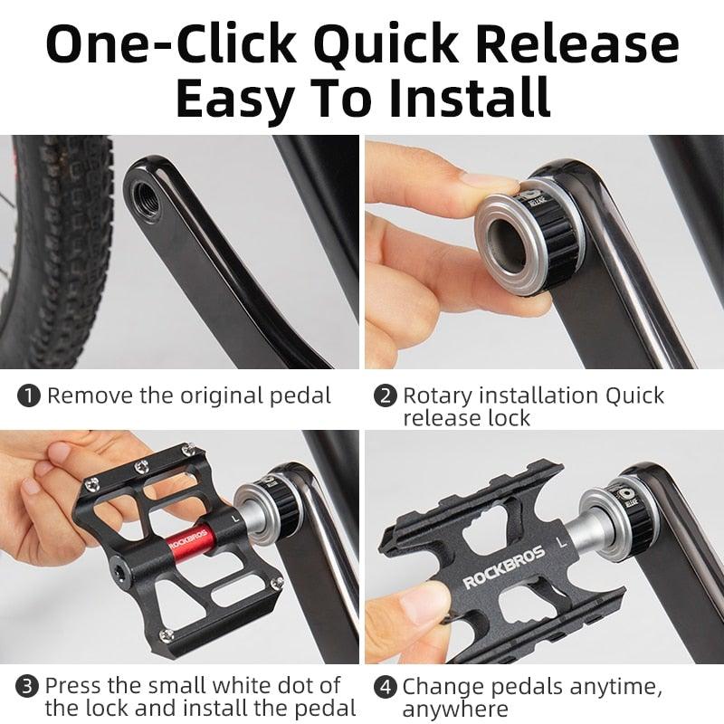 Bicycle Peddals Quick Release Rainproof Seal Bearing 8.2cm Widened Non-slip Chrome Molybdenum Bike   Mountain Bike Pedals Pedals Aluminum Bicycle Flat Platform Pedals Lightweight Non-Slip Sealed Bearing For Road Mountain Stevvex
