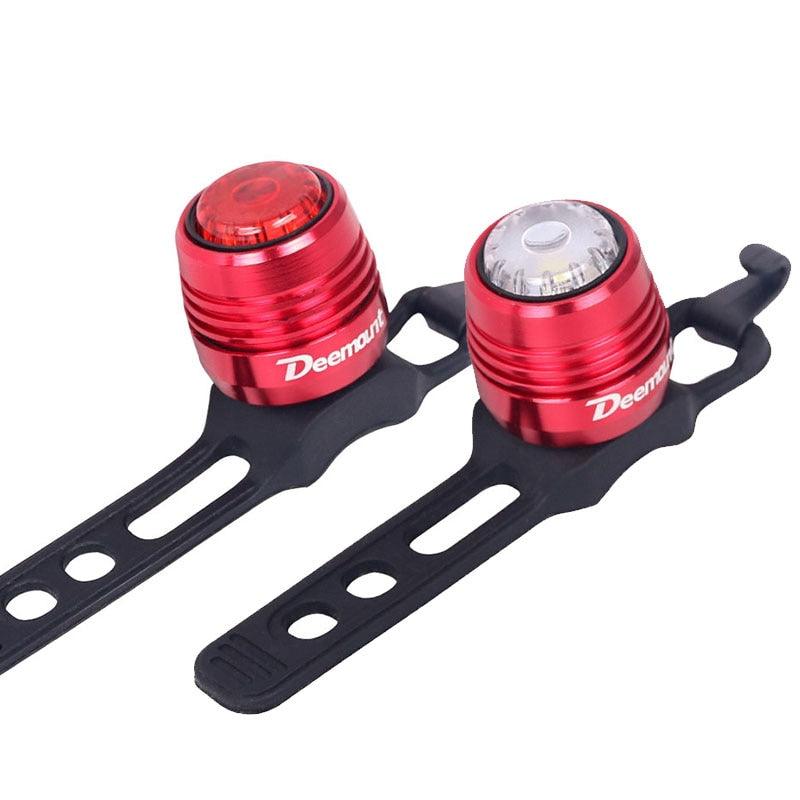 Bicycle Rear Light Bike Warning Lamp USB Charge Red White Light Color Safety Headlight Bike Tail Light Rechargeable Ultra Bright Bike Rear Light USB Rechargeable Bike LED Light Stevvex