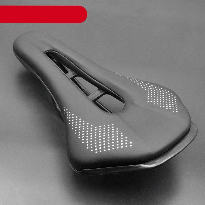 Bicycle Saddle Seat Road Steel Rails Mountain Bike Cushion Skid-Proof Soft PU Leather Road Mountain Bike Seat Bicycle Saddle Comfortable Memory Foam Cushion For Road Riding Stevvex