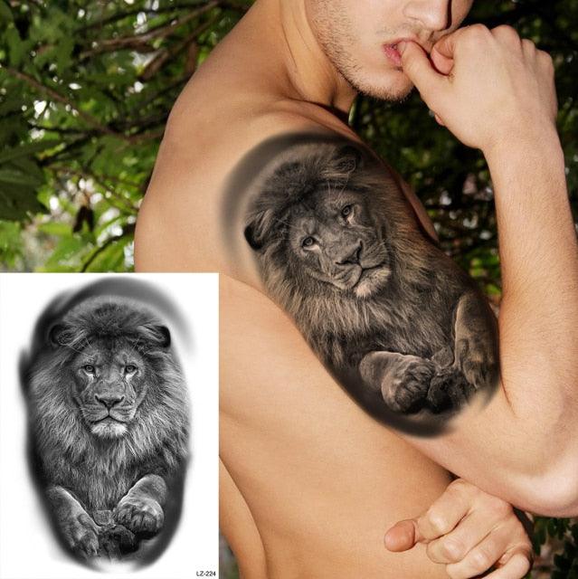 Big Black Tiger Tattoos Waterproof Leopard Tatoos Large Monster Body Arm Legs Tattoo Cool Tiger Face Temporary Tattoos For Women Men Stevvex