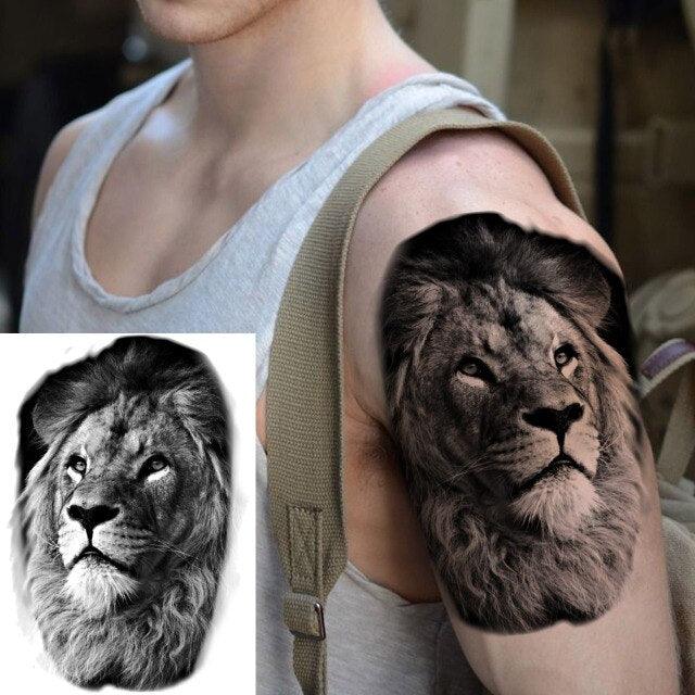 Big Black Tiger Tattoos Waterproof Leopard Tatoos Large Monster Body Arm Legs Tattoo Cool Tiger Face Temporary Tattoos For Women Men Stevvex