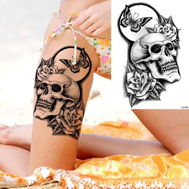 Big Black Tiger Tattoos Waterproof Leopard Tatoos Large Monster Body Arm Legs Tattoo Cool Tiger Face Temporary Tattoos For Women Men Stevvex