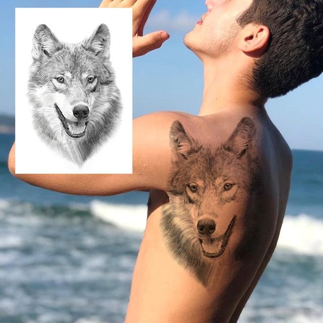 Big Black Tiger Tattoos Waterproof Leopard Tatoos Large Monster Body Arm Legs Tattoo Cool Tiger Face Temporary Tattoos For Women Men Stevvex