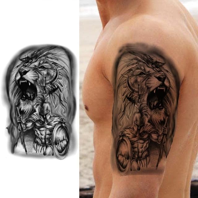 Big Black Tiger Tattoos Waterproof Leopard Tatoos Large Monster Body Arm Legs Tattoo Cool Tiger Face Temporary Tattoos For Women Men Stevvex