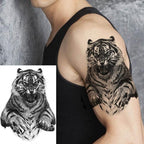 Big Black Tiger Tattoos Waterproof Leopard Tatoos Large Monster Body Arm Legs Tattoo Cool Tiger Face Temporary Tattoos For Women Men Stevvex