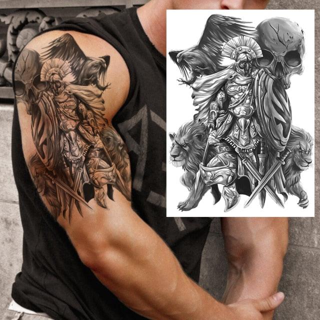 Big Black Tiger Tattoos Waterproof Leopard Tatoos Large Monster Body Arm Legs Tattoo Cool Tiger Face Temporary Tattoos For Women Men Stevvex