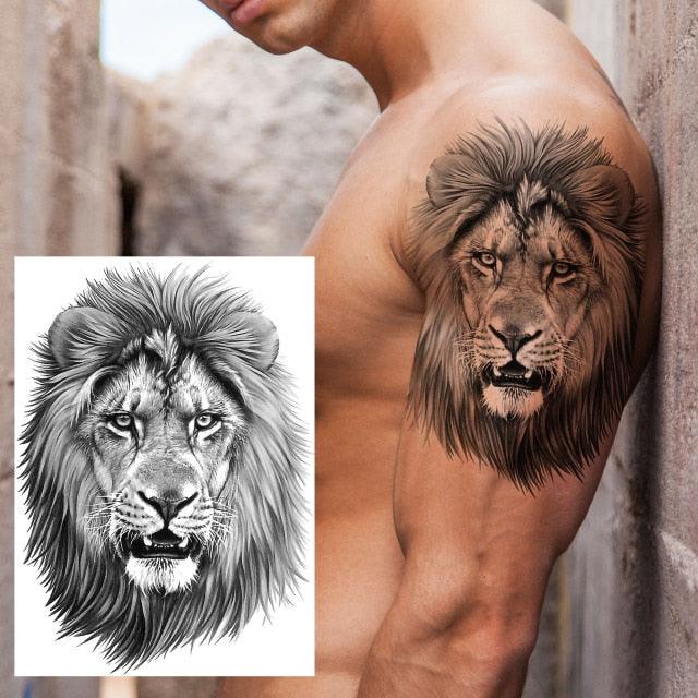 Big Black Tiger Tattoos Waterproof Leopard Tatoos Large Monster Body Arm Legs Tattoo Cool Tiger Face Temporary Tattoos For Women Men Stevvex
