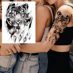 Big Black Tiger Tattoos Waterproof Leopard Tatoos Large Monster Body Arm Legs Tattoo Cool Tiger Face Temporary Tattoos For Women Men Stevvex
