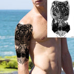 Big Black Tiger Tattoos Waterproof Leopard Tatoos Large Monster Body Arm Legs Tattoo Cool Tiger Face Temporary Tattoos For Women Men Stevvex