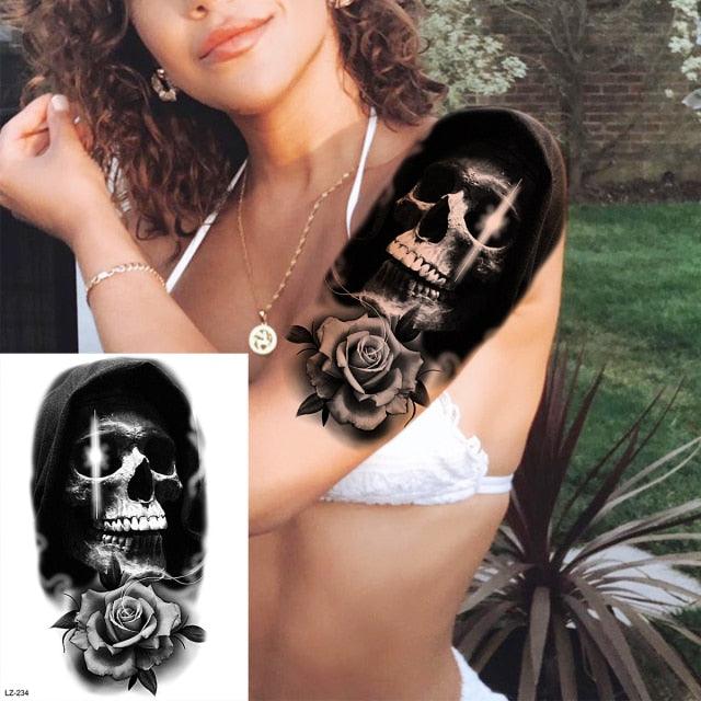Big Black Tiger Tattoos Waterproof Leopard Tatoos Large Monster Body Arm Legs Tattoo Cool Tiger Face Temporary Tattoos For Women Men Stevvex