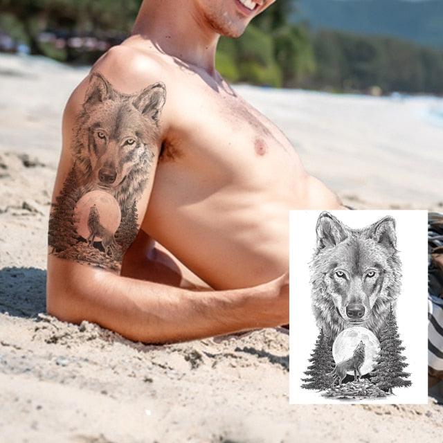 Big Black Tiger Tattoos Waterproof Leopard Tatoos Large Monster Body Arm Legs Tattoo Cool Tiger Face Temporary Tattoos For Women Men Stevvex