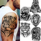 Big Black Tiger Tattoos Waterproof Leopard Tatoos Large Monster Body Arm Legs Tattoo Cool Tiger Face Temporary Tattoos For Women Men Stevvex