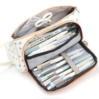 Big Storage Large Capacity Pencil Case Kids Pencil Bag For Students Vintage Grid Print Fabric Stationary Bag School Supply Stevvex