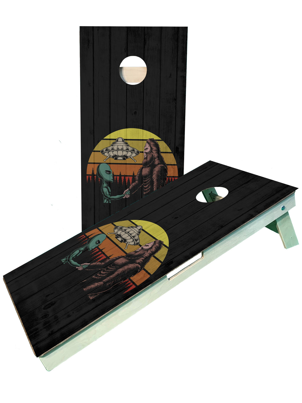 Bigfoot meets Alien Cornhole Set blastcornhole