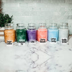 XL 24oz Two-Wick Scented Candle Clear Glass Jar With Lid 150+ Hour Burn BandsCo Straps