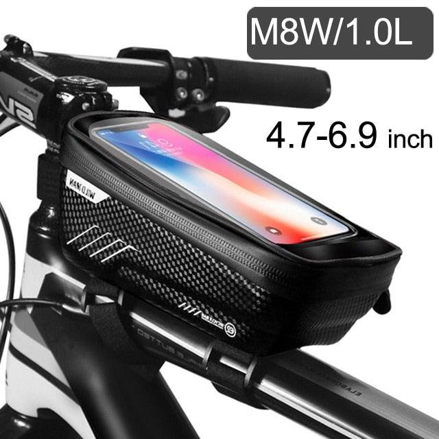Bike Bag 1.8L Frame Front Tube Cycling Bag Bicycle Waterproof Phone Case Holder Touchscreen Bag Accessories Universal Bicycle Handlebar Bag Top Tube Bike Bag Bicycle Bag Top Tube Bag Bike Phone Case Holder Compatible With Smartphones Stevvex