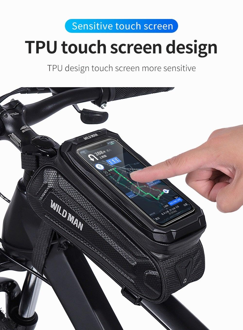 Bike Bag 1.8L Frame Front Tube Cycling Bag Bicycle Waterproof Phone Case Holder Touchscreen Bag Accessories Universal Bicycle Handlebar Bag Top Tube Bike Bag Bicycle Bag Top Tube Bag Bike Phone Case Holder Compatible With Smartphones Stevvex
