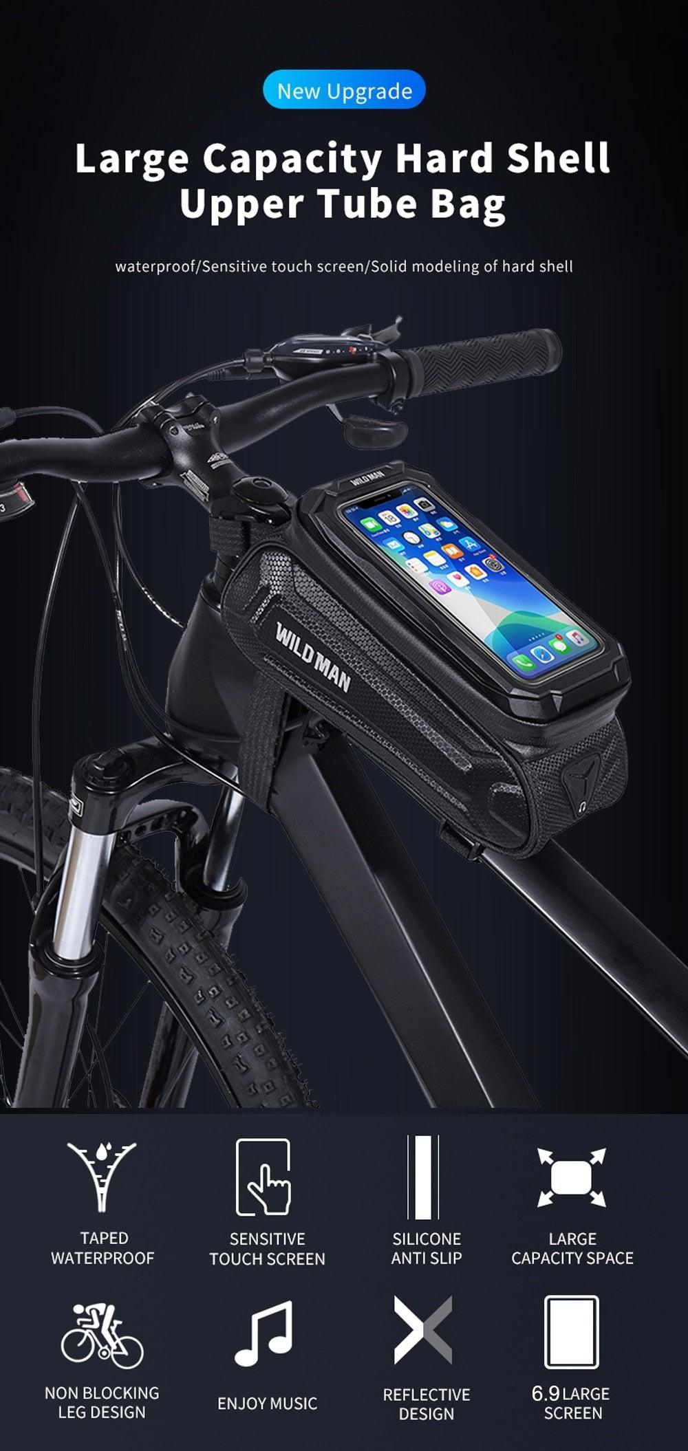 Bike Bag 1.8L Frame Front Tube Cycling Bag Bicycle Waterproof Phone Case Holder Touchscreen Bag Accessories Universal Bicycle Handlebar Bag Top Tube Bike Bag Bicycle Bag Top Tube Bag Bike Phone Case Holder Compatible With Smartphones Stevvex