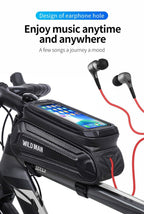 Bike Bag 1.8L Frame Front Tube Cycling Bag Bicycle Waterproof Phone Case Holder Touchscreen Bag Accessories Universal Bicycle Handlebar Bag Top Tube Bike Bag Bicycle Bag Top Tube Bag Bike Phone Case Holder Compatible With Smartphones Stevvex