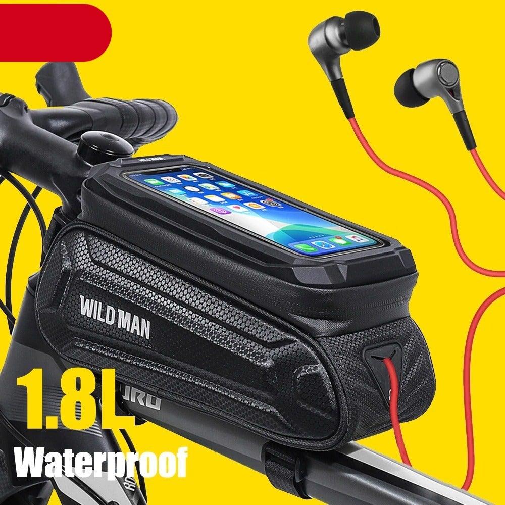 Bike Bag 1.8L Frame Front Tube Cycling Bag Bicycle Waterproof Phone Case Holder Touchscreen Bag Accessories Universal Bicycle Handlebar Bag Top Tube Bike Bag Bicycle Bag Top Tube Bag Bike Phone Case Holder Compatible With Smartphones Stevvex