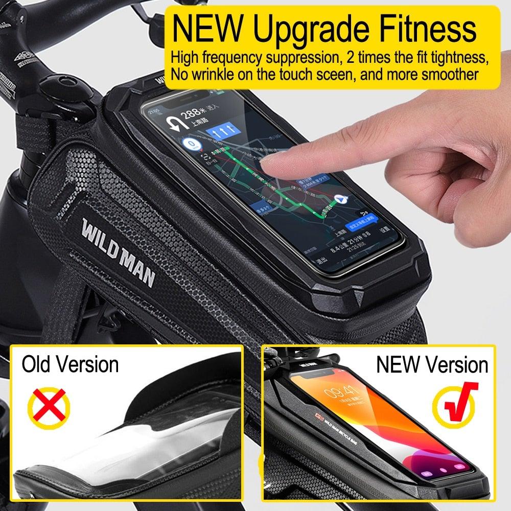 Bike Bag 1.8L Frame Front Tube Cycling Bag Bicycle Waterproof Phone Case Holder Touchscreen Bag Accessories Universal Bicycle Handlebar Bag Top Tube Bike Bag Bicycle Bag Top Tube Bag Bike Phone Case Holder Compatible With Smartphones Stevvex